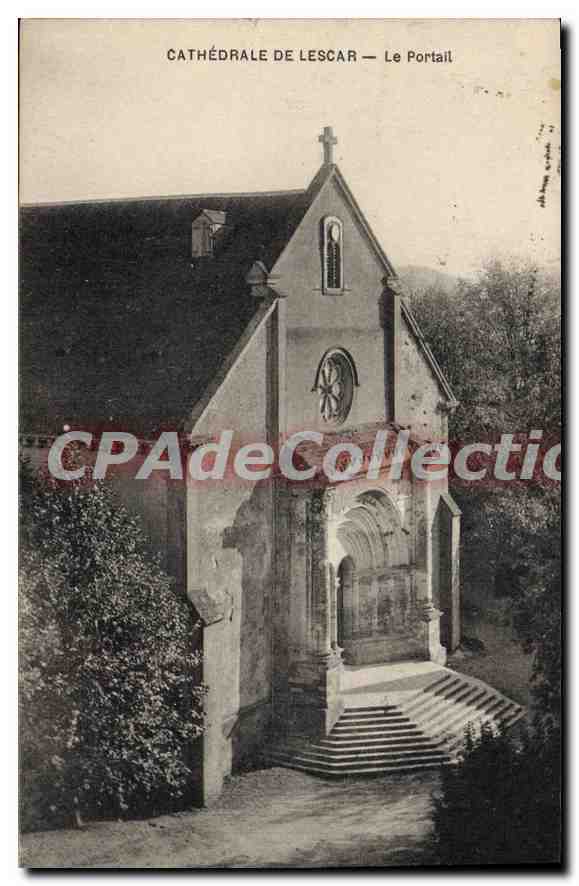 Kathedrale von Lescar — Der Portal — Vintage Postcard/Antike Ansichtskarte
