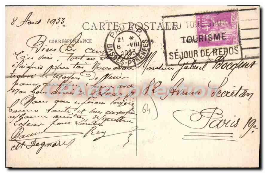 Kathedrale von Lescar — Der Portal — Vintage Postcard/Antike Ansichtskarte — Rückseite