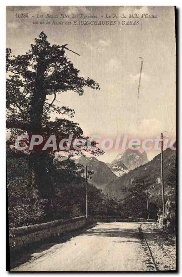 CPA pic du midi d'Ossau vu de la route des EAUX-CHAUDES à GABAS