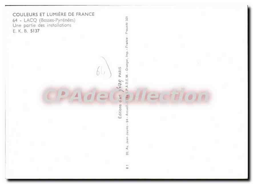 Lacq — Une partie des installations — Éditions Jean-Jaurès, n° 5137 — Verso