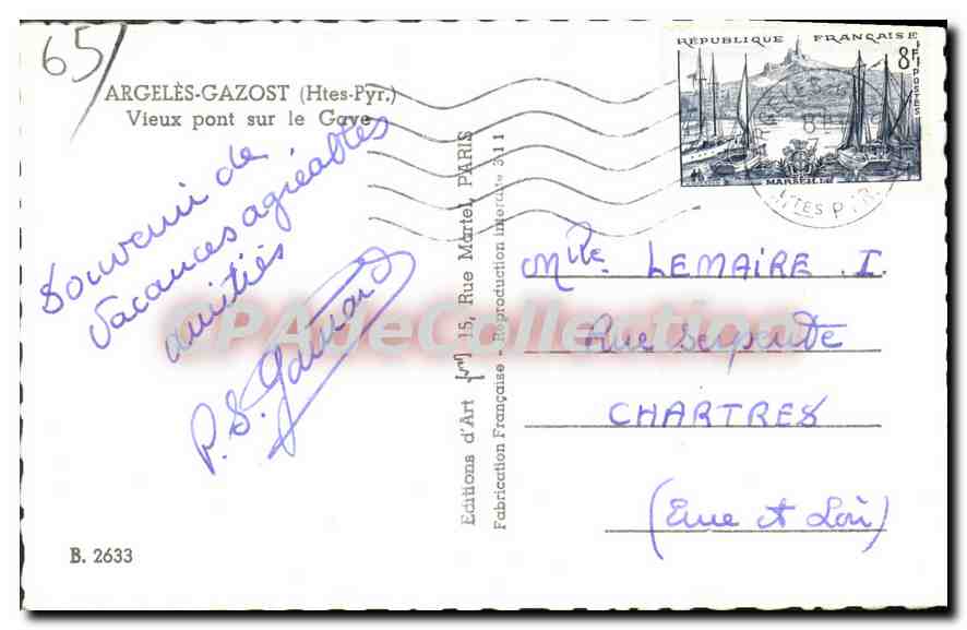 Argelès-Gazost (Htes-Pyr.) — Vieux pont sur le Gave — Éditions d'Art Française — Reverso