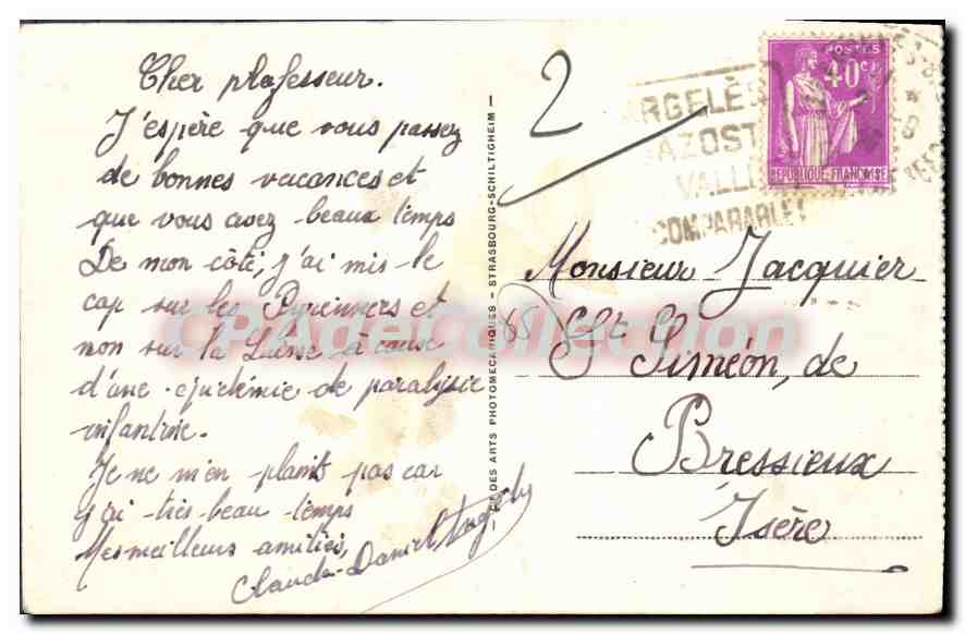 CPA Argeles Vue — Verso
