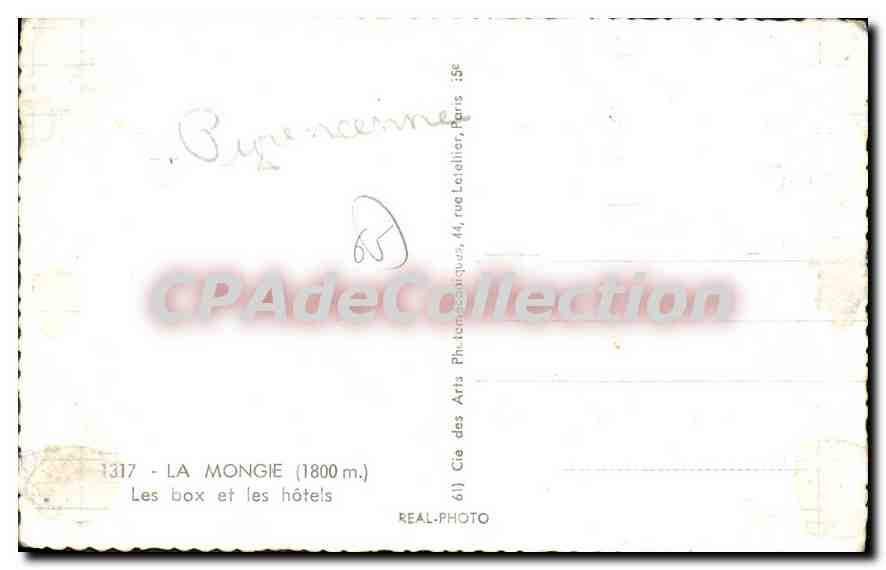 La Mongie — Les box et les hôtels — Cie des Arts Photographiques — Verso