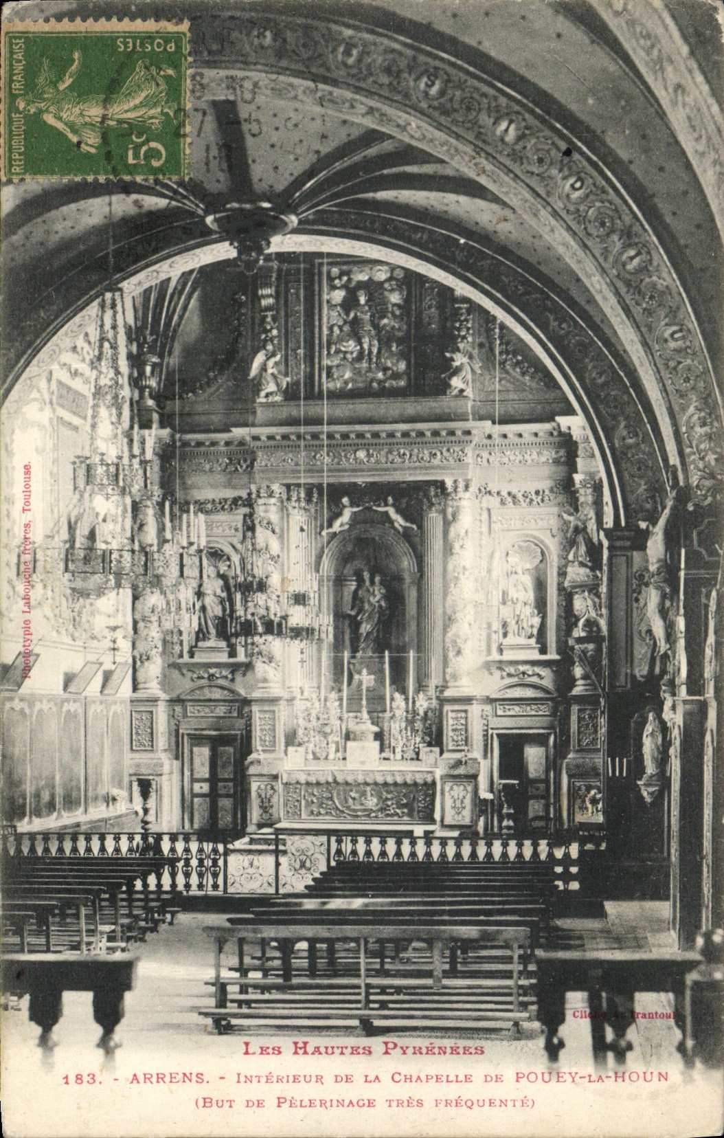 Innenansicht der Kapelle von Pouey-la-Houn — Arrens, Hautes Pyrénées — Phototypie Laboujardière, Toulouse