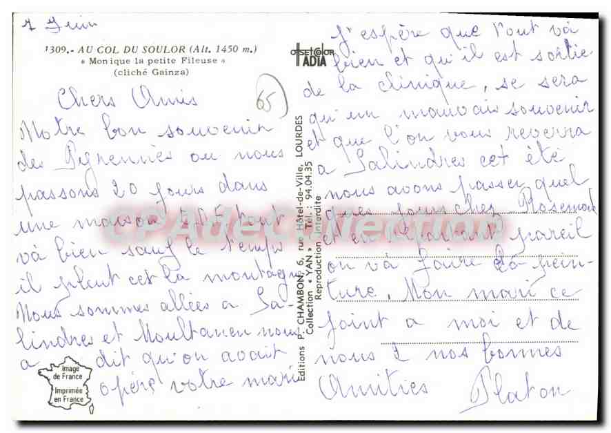 Monique la Petite Fileuse — cliché Gainza — Éditions ADIA — Reverso