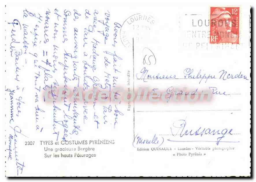 CPSM gracieuse Bergere Sur Les Hauts Paturages — Verso