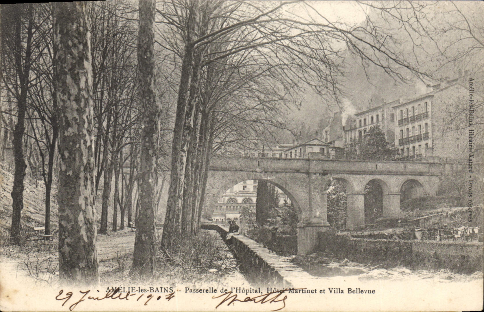 CPA Amelie Les BAINS Passerelle De I'Hopital hôtel Martinet Villa Bellevue
