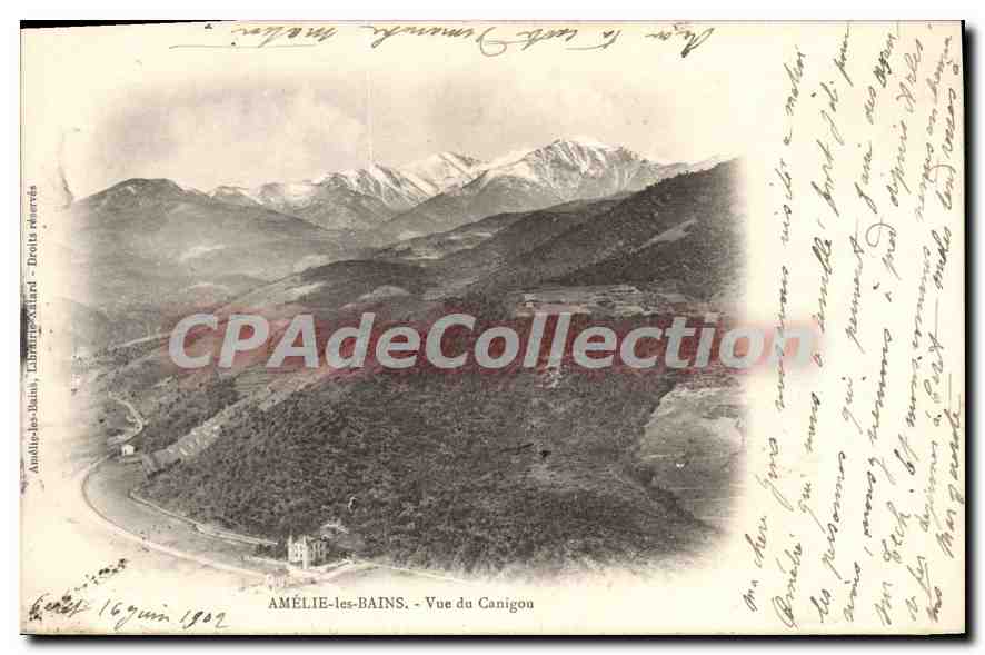 CPA Amelie Les BAINS Vue du canigou