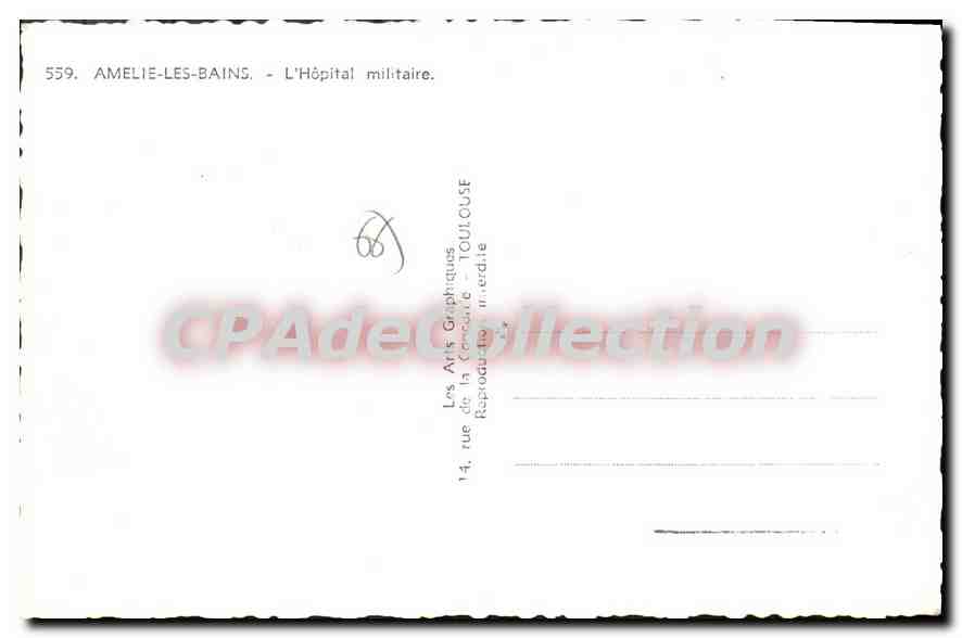 CPA Amelie Les BAINS L'Hopital Militaire — Rückseite