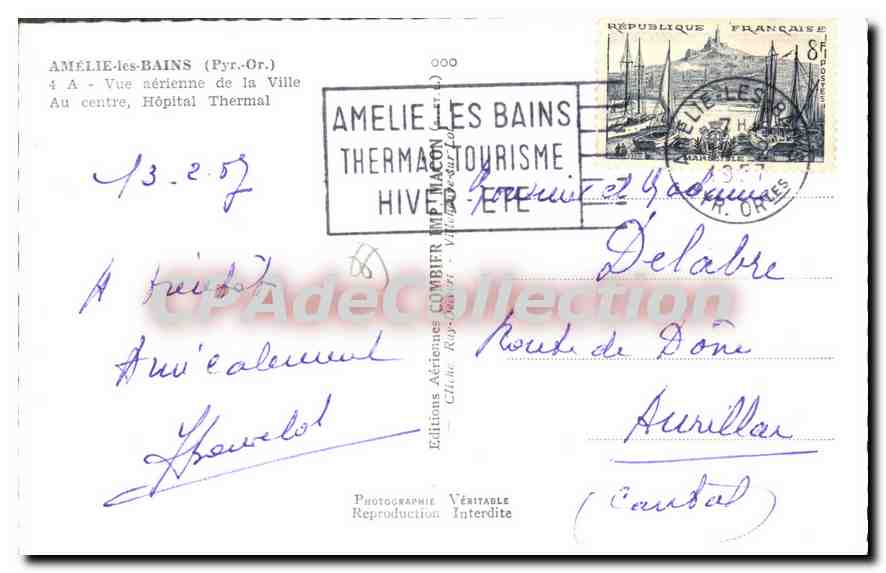 CPA Amelie Les BAINS L'Hopital thermal — Rückseite