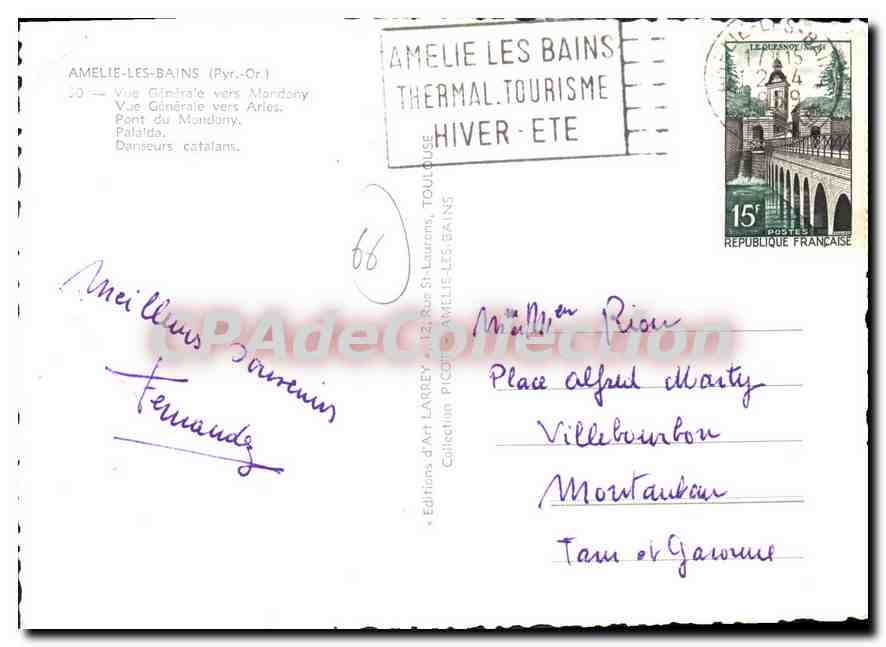 CPSM Amelie Les BAINS vue générale — Rückseite