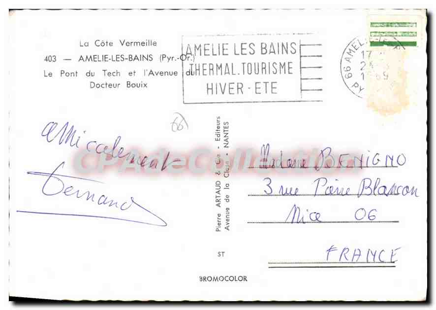 CPSM Amelie Les Bains Le Pont Du Tech Docteur Bouix — Rückseite