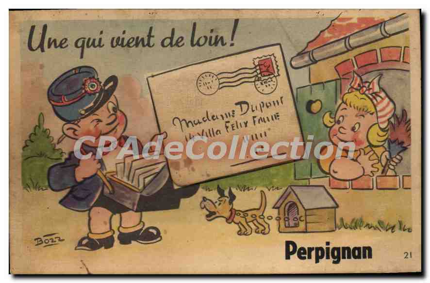 CPA Perpignan carte à système Une qui vient de loin BOZZ