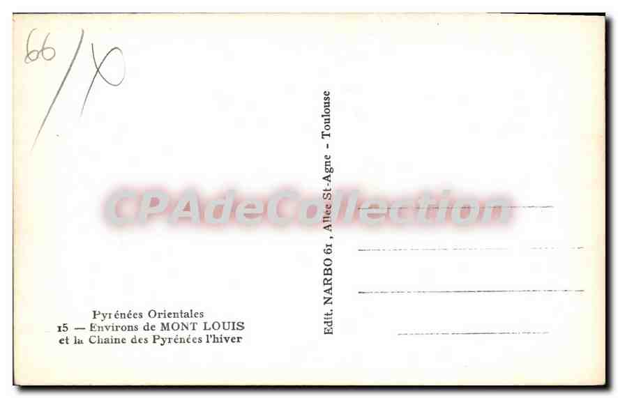 CPA Mont Louis en hiver — Verso