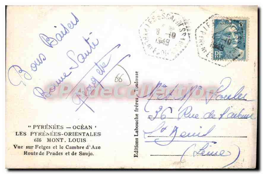 CPA Mont Louis Vue Sur Fetges Et Le Cambre D'Aze Prades Saujo — Rückseite