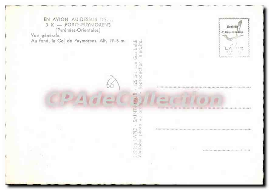 CPSM Porte Puymorens Vue Generale — Verso