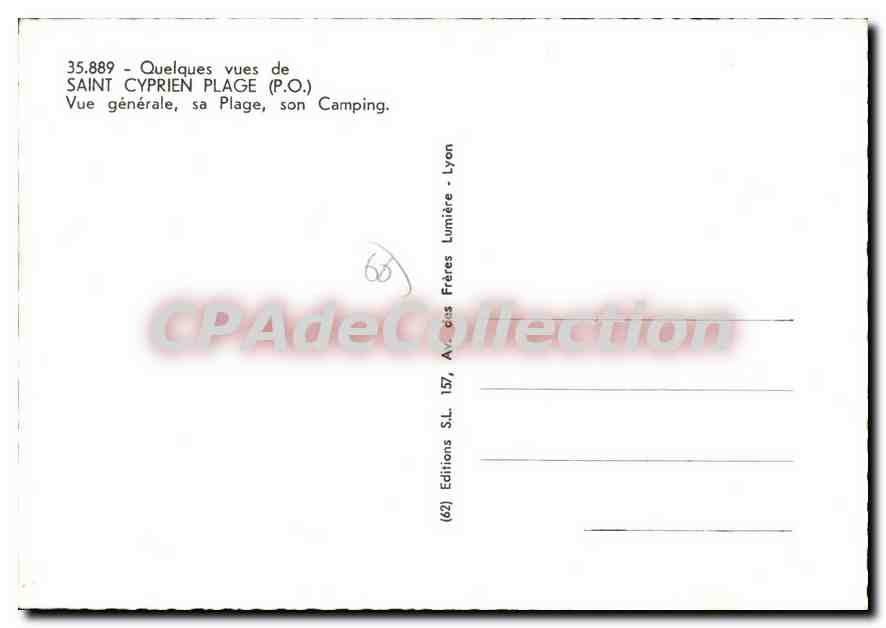 CPSM Saint Cyprien Plage Vue Generale camping — Rückseite