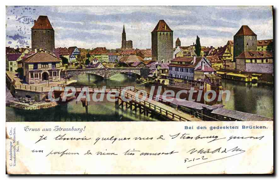 CPA Strasbourg Gruss Aus Bei Den Gedeckten