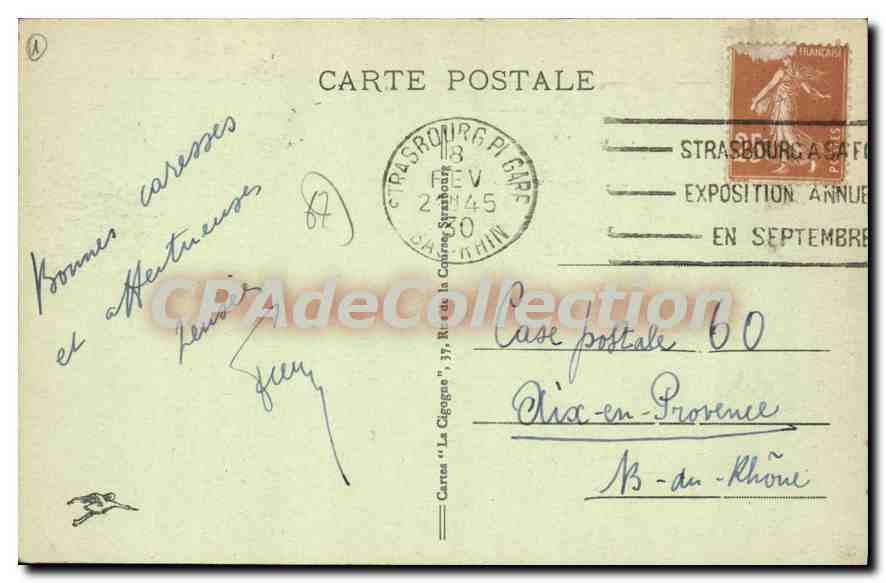 CPA Strasbourg Un Coin Des Quais De La Petite France — Rückseite