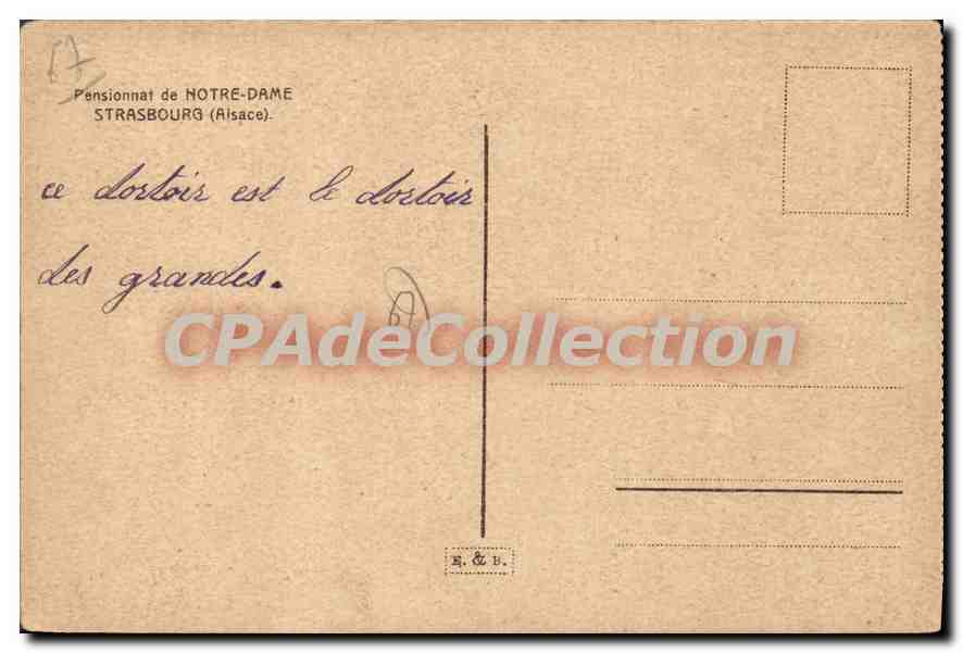CPA Strasbourg un des dortoirs — Verso