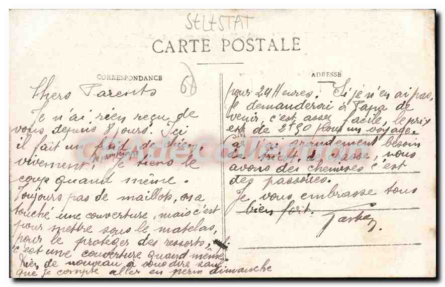 CPA Schlestadt Vue D'Une Partie De La Ville — Verso
