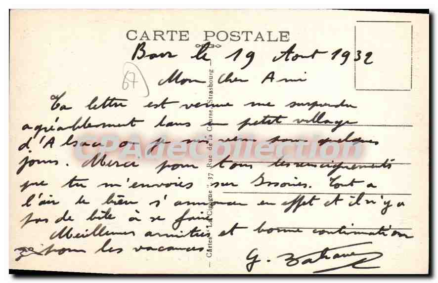 CPA Barr Vue Prise Du Chateau D'Andlau — Rückseite