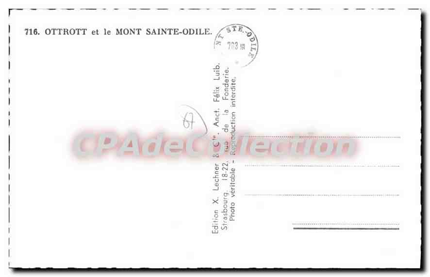 Ottrott et le Mont Sainte-Odile — Édition X. Lechner & Cie, Strasbourg — n° 716 — Reverso
