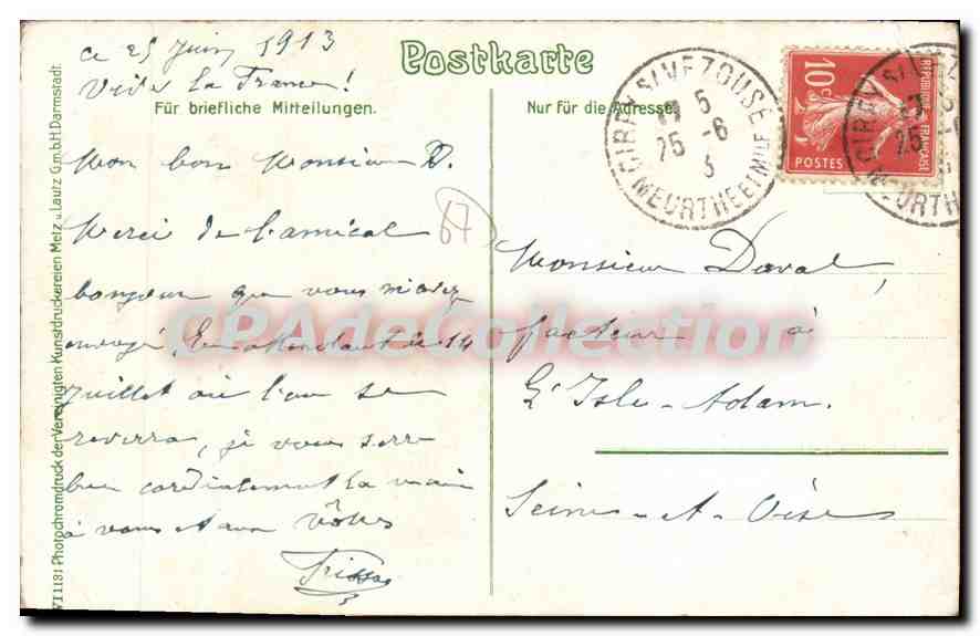 CPA Alsaciennes — Rückseite