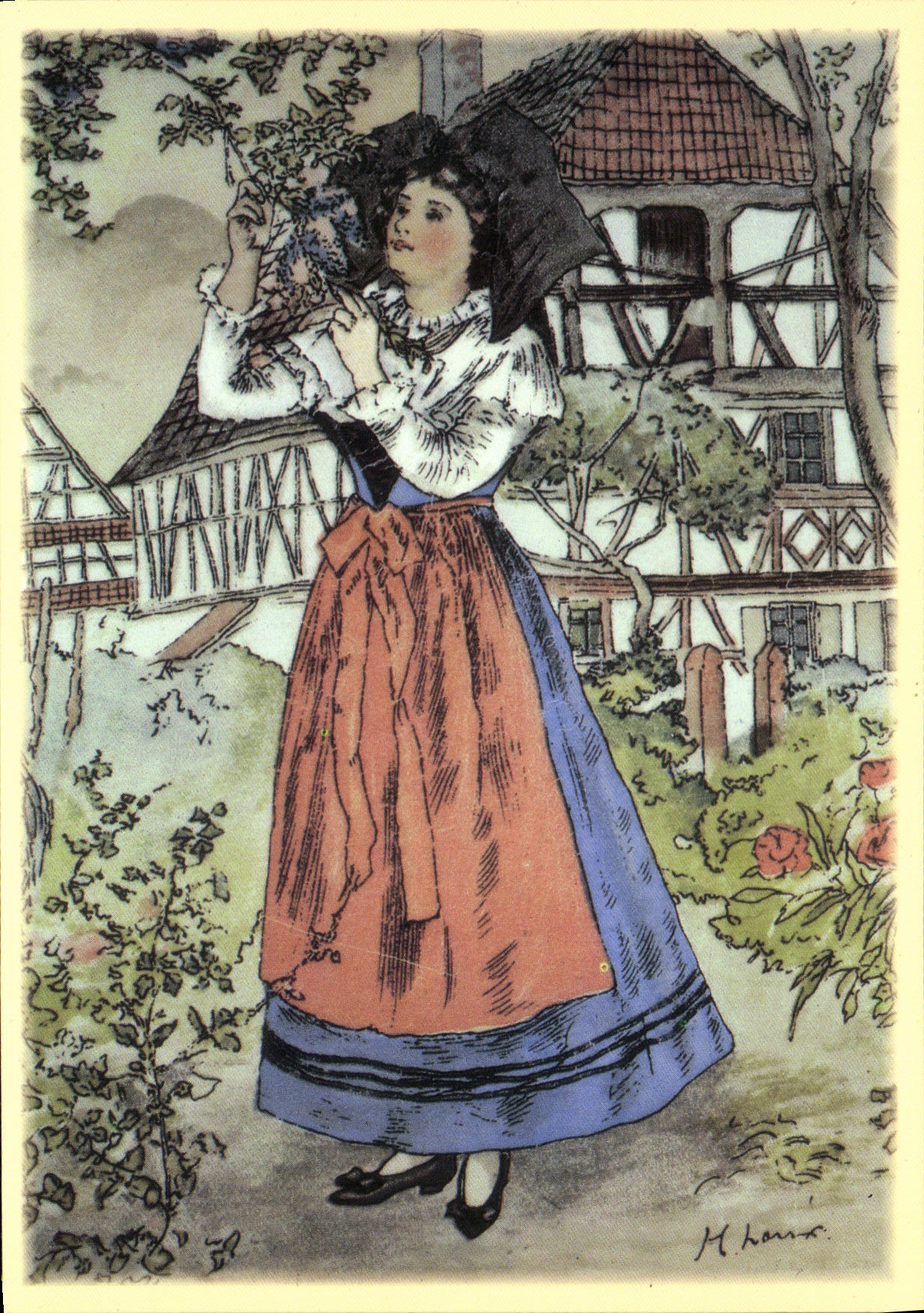 CPSM Henri Loux Alsace femme catholique du Kochersberg