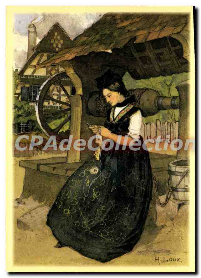 CPSM Henri Loux Alsace femme protestante