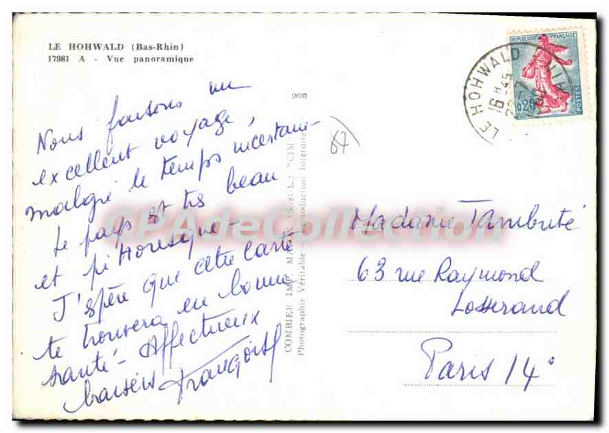 CPSM Le Hohwald Vue Panoramique — Rückseite