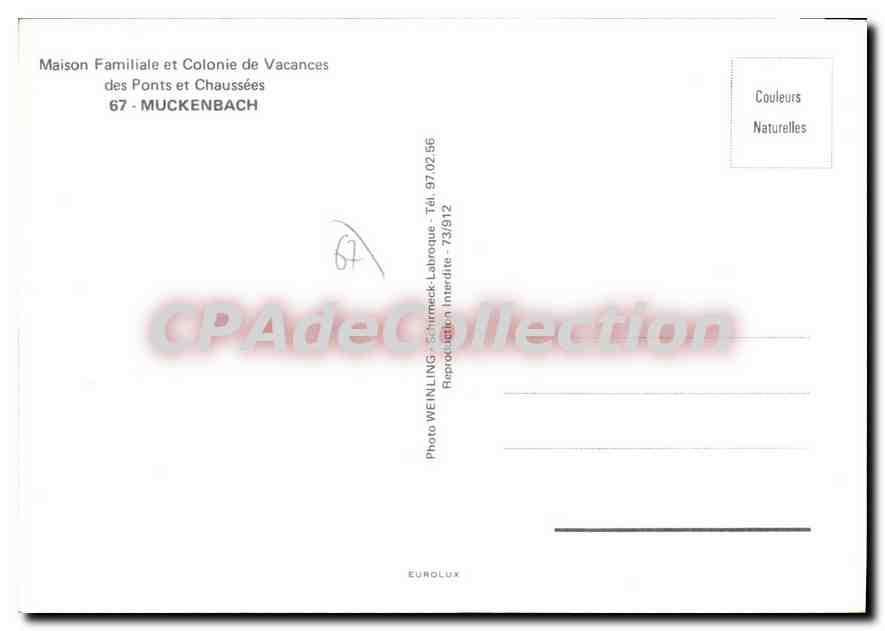 CPSM colonie de Vacances Des Ponts Et Chaussees Muckenbach — Rückseite