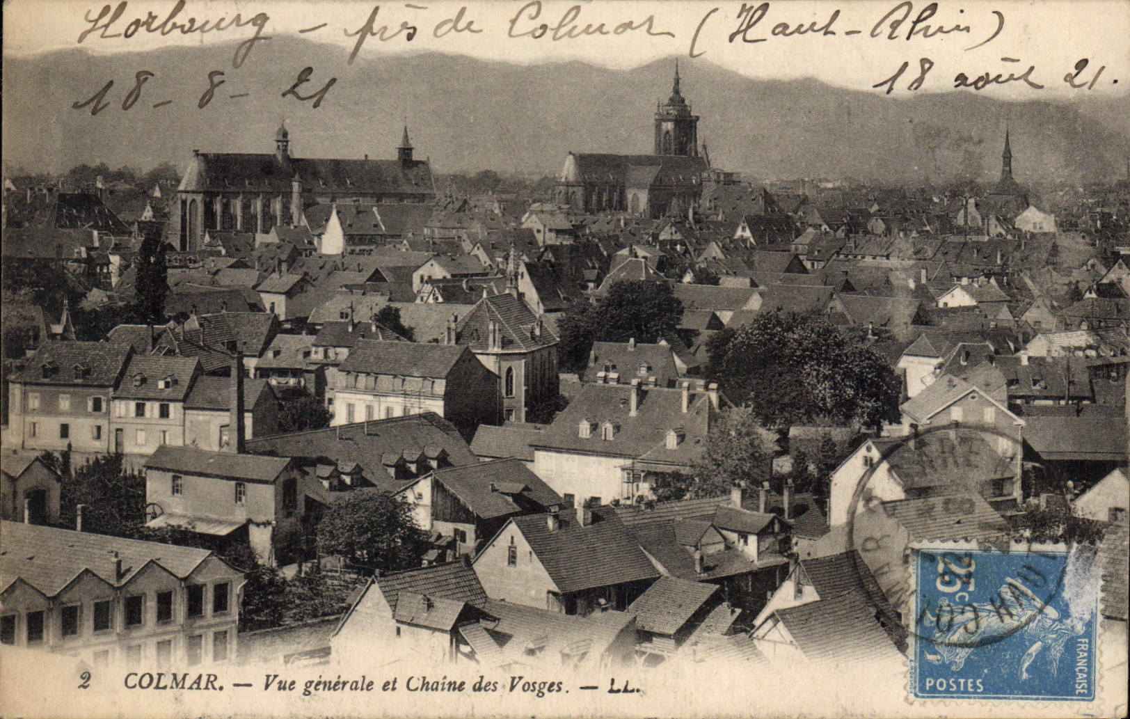 Colmar — Vue générale et Chaîne des Vosges — LL. — Éditeur LL, n°2