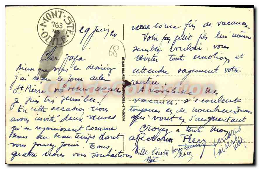 CPA Mont Ste Odile La Terrasse — Rückseite