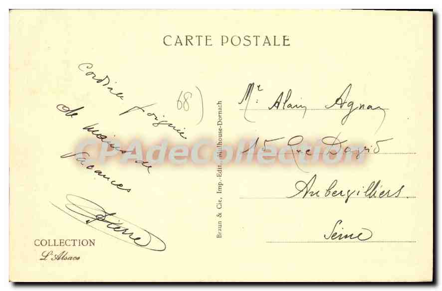 Thann — Monument commémoratif de la Grande Guerre — Braun & Cie, Imp. Édit. Dornach — Verso