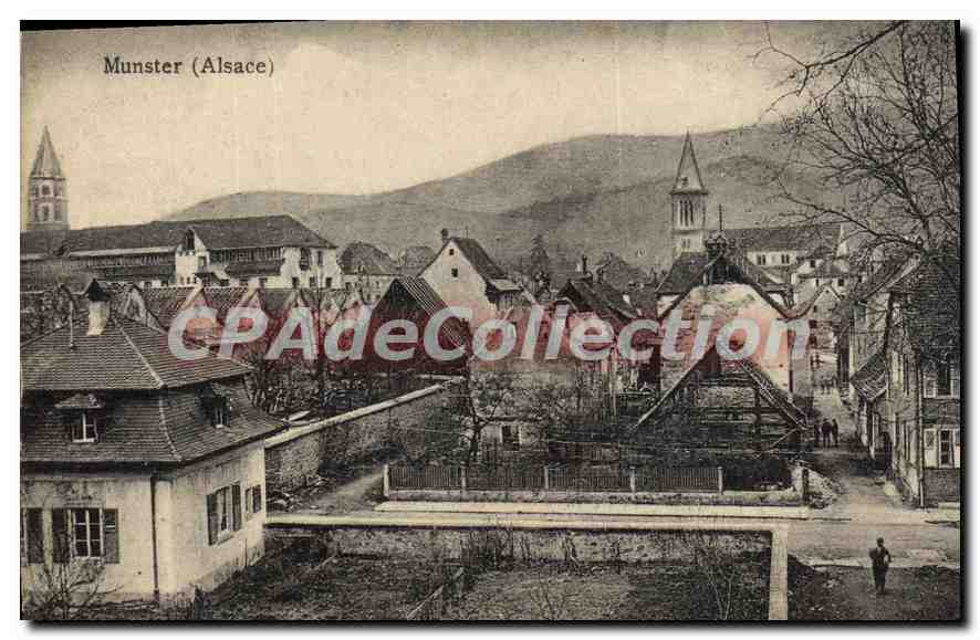Munster (Alsace) — vue panoramique avec église et montagnes — Édition Charles Uimpr, Bazar Munster (Alsace)