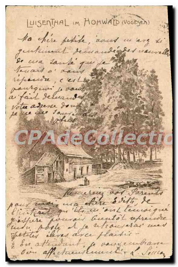 Luisenthal im Hohwald (Vogesen) — Blick auf eine Waldhütte — Verlag nicht sichtbar