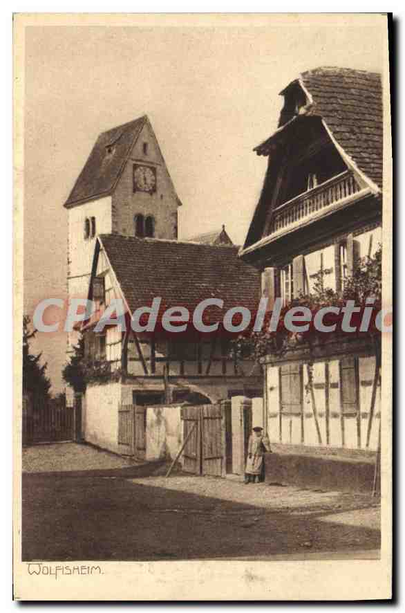 Wolfisheim — vue de la tour et d'un bâtiment à colombages — éditeur inconnu, n° de série non visible