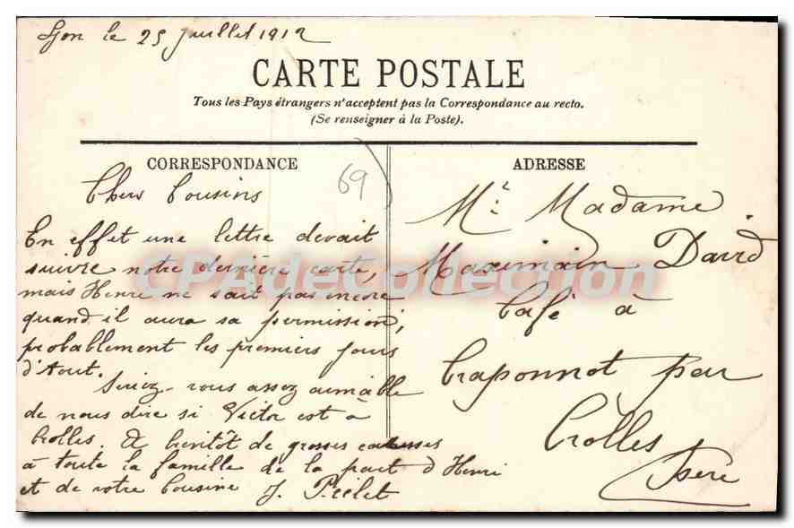 CPA Lyon Le Casino Et La Rue De La Republique — Verso
