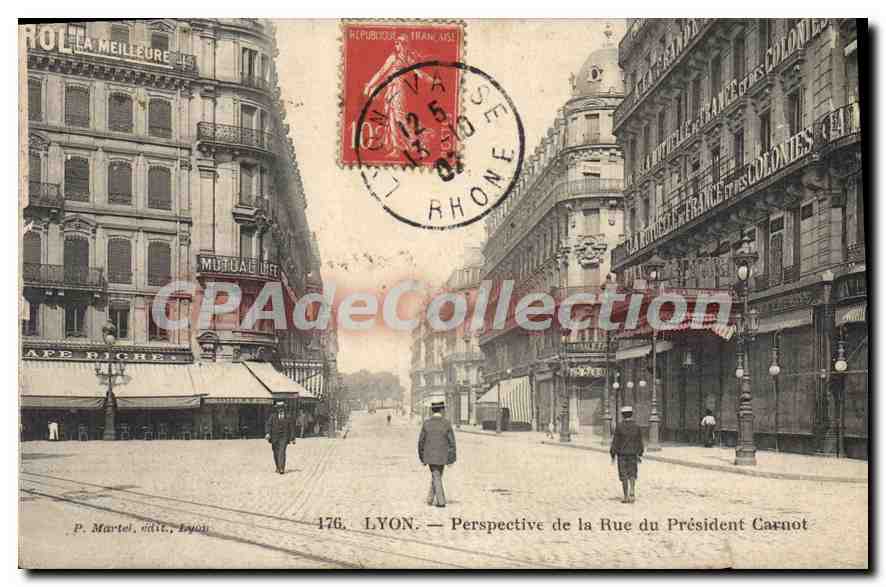 CPA Lyon Perspective De La Rue Du President Carnot