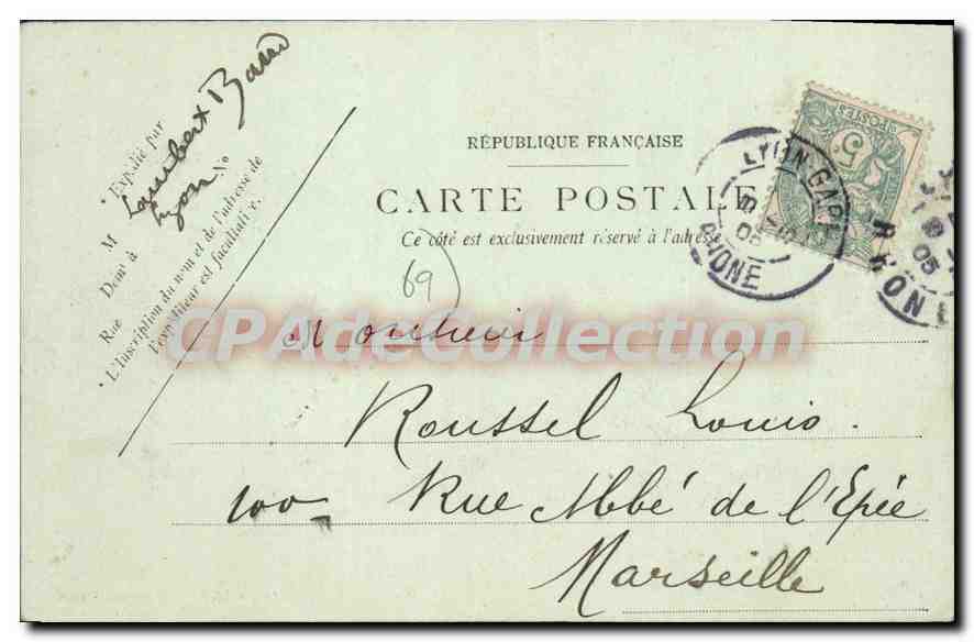 CPA Lyon La Rue Centrale — Verso
