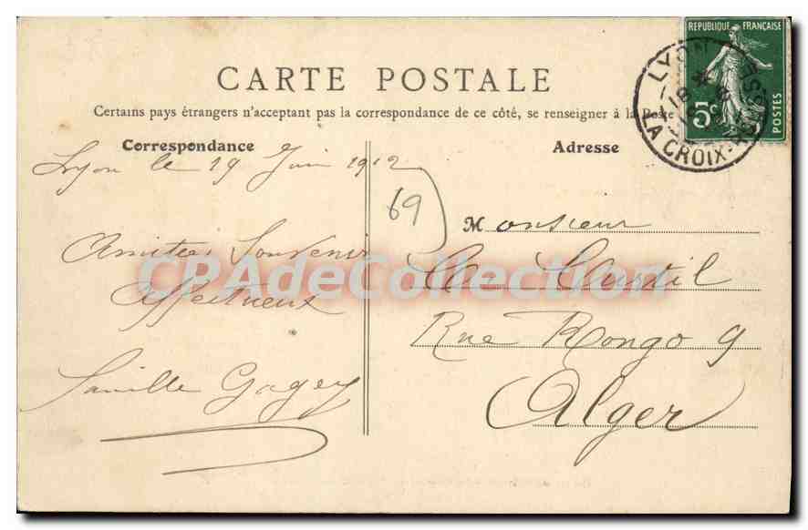 CPA Lyon Croix Rousse Le Gros Caillou — Verso