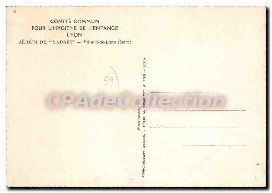 L'Adret Aérium — Comité commun pour l'hygiène de l'enfance — Villard-de-Lans (Isère) — Rückseite