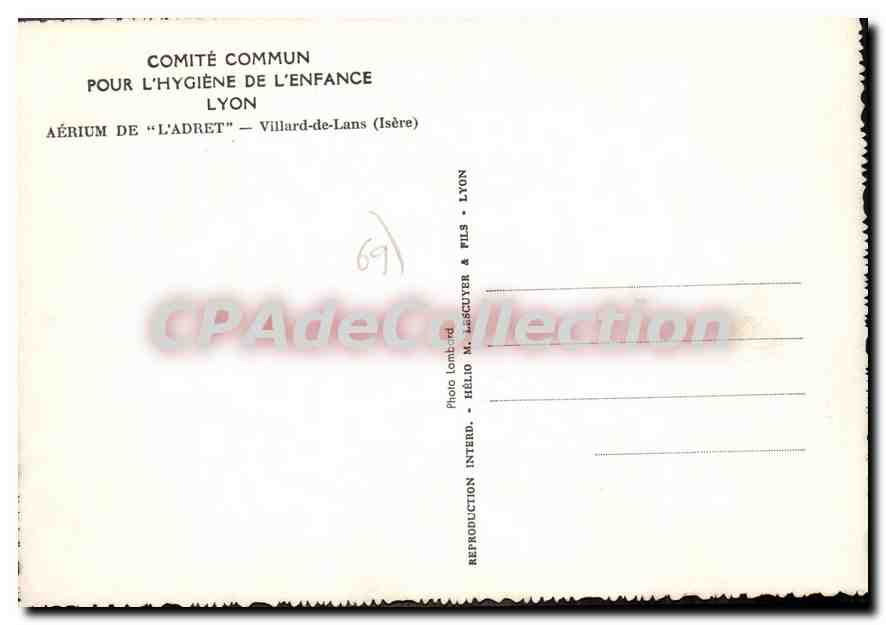 Séance de gymnastique pour enfants — Aérium de L'Adret, Lyon — Comité commun pour l'hygiène de l'enfance — Rückseite