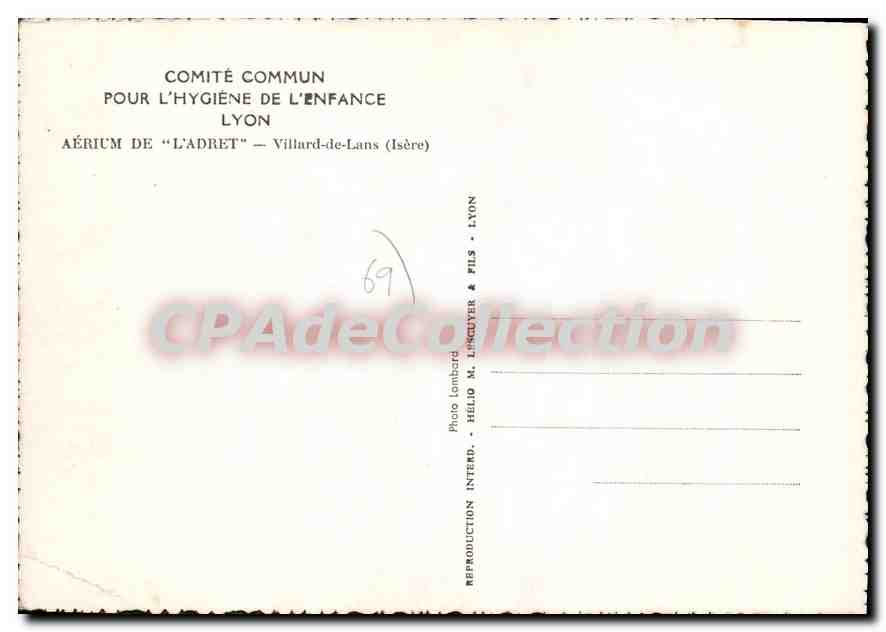 CPSM Lyon Aerium De Ladret Villard De lans cuisine — Rückseite