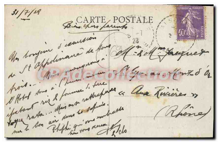 CPA St Appolinaire La Pepinlere — Verso