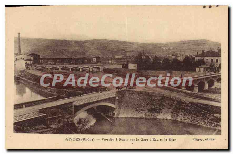 GIVORS (Rhône) — Vue des 4 Ponts sur la Gare d'Eau et le Gier — Plégay, éditeur