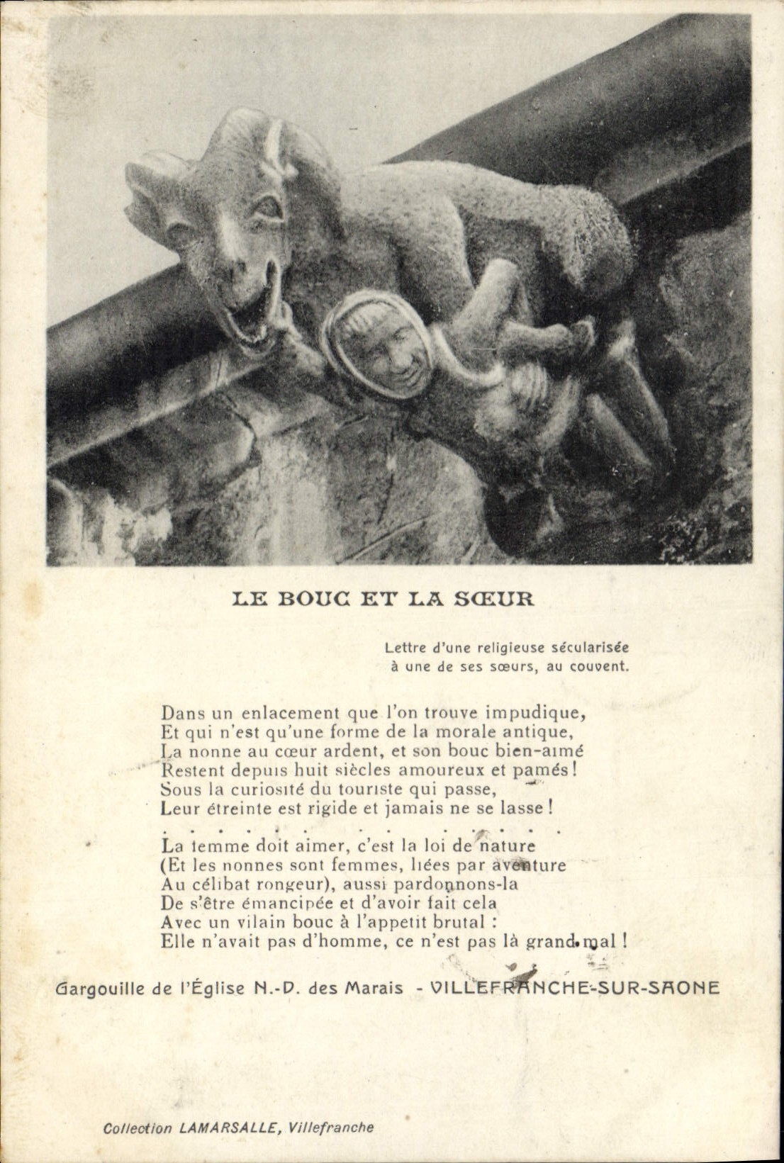 Gargouille de l'Église N.-D. des Marais — Villefranche-sur-Saône — Collection Lamarsalle