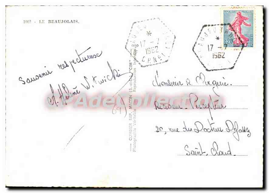 CPSM Le Beaujolais — Verso