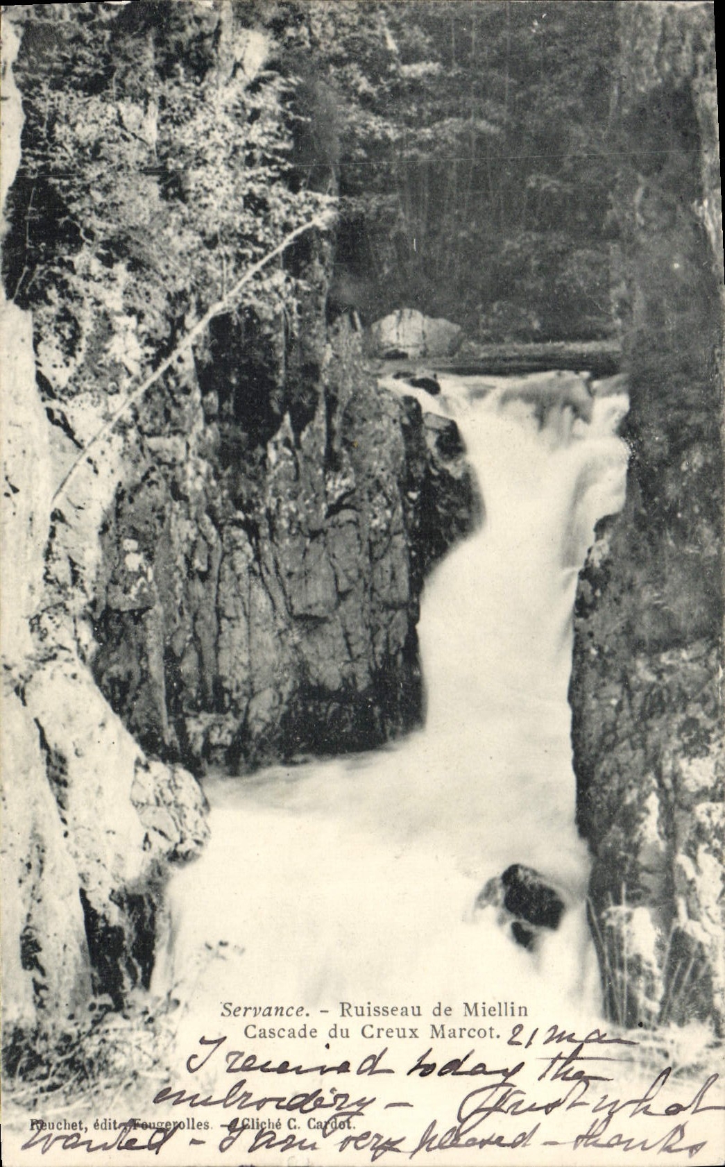 Seryance - Ruisseau de Miellin - Cascade du Creux Marcot - éditeur Reuchet, édit. Fougères-rolles